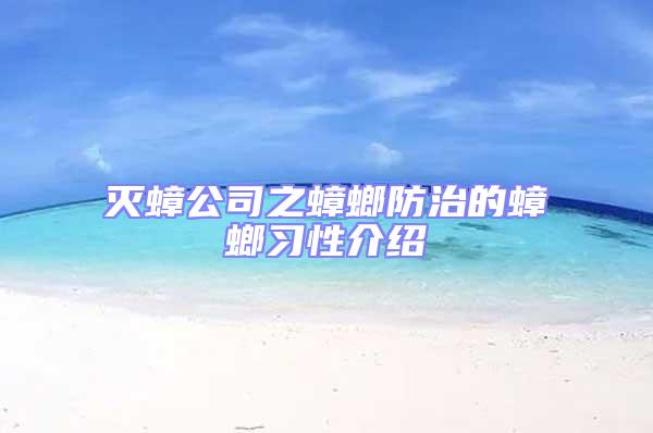 滅蟑公司之蟑螂防治的蟑螂習性介紹