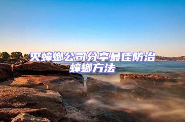 滅蟑螂公司分享最佳防治蟑螂方法