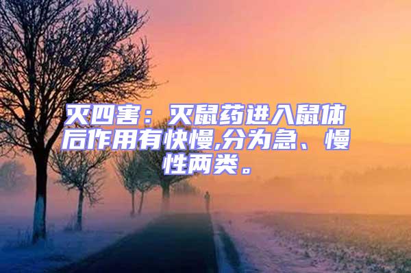 滅四害：滅鼠藥進入鼠體后作用有快慢,分為急、慢性兩類。